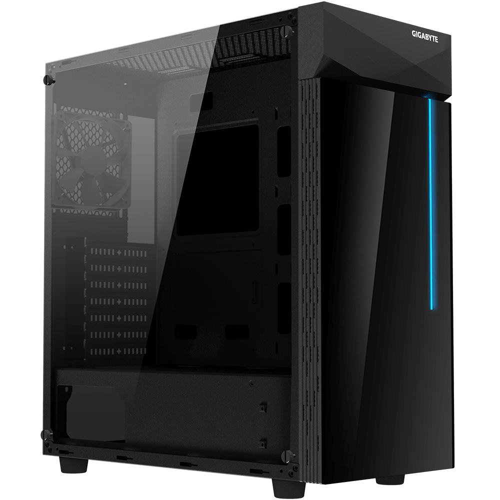 CARCASA GIGABYTE Middle Tower, ATX, "C200 GLASS", fara sursa, sticla securizata, fan x 1, USB 3.0 x 2, Jack 3.5 mm x 2, mesh pt. filtrare praf, negru, "GB-C200G"