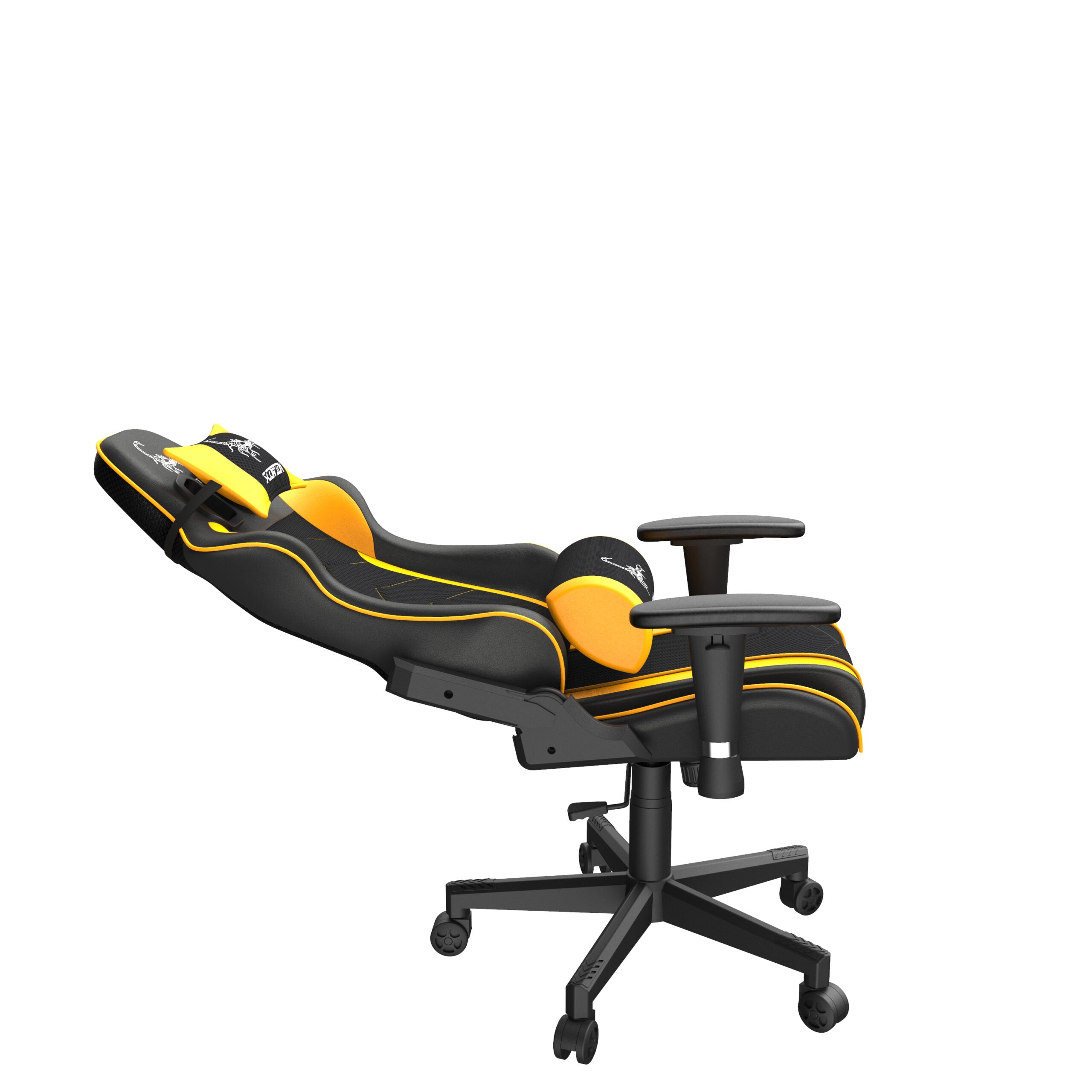SCAUN GAMING GEMBIRD, ergonomic, reglabil inaltime, rotatie 360 gr, black & yellow, brate ajustabile, greutate max. 136kg, perna tetiera, perna lombara, dimensiuni 52*80*125~133.5cm "GC-SCORPION-05X"