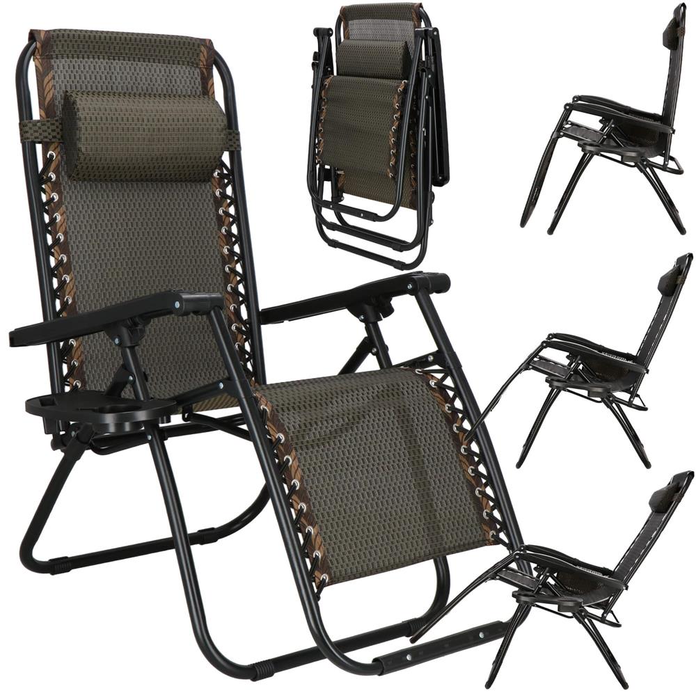 Sezlong pliabil cu spatar reglabil, structura metalica, material textilene, 175x67 cm, maro