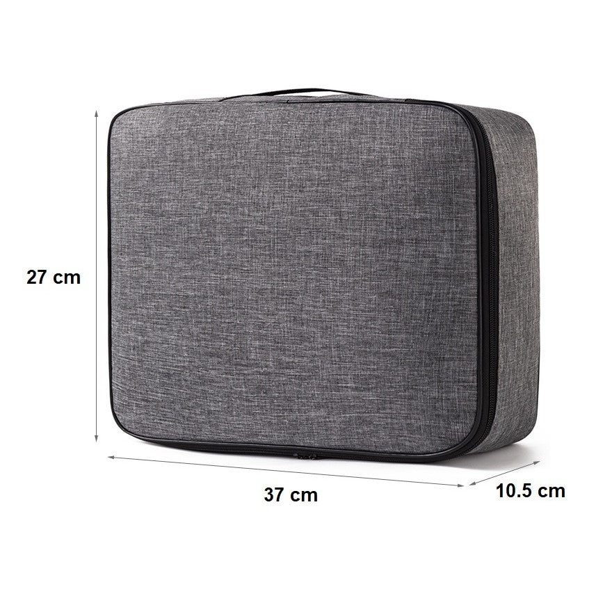 Geanta pentru Depozitare Acte si Documente, 1 Compartiment mare cu Curele Interioare, Impermeabila, 37 x 10.5 x 27 cm, Gri