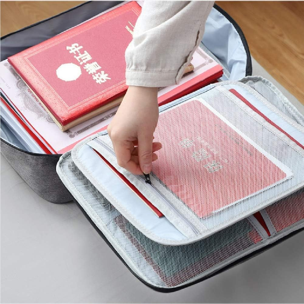 Geanta pentru Depozitare Acte si Documente, Facturi, Carduri, cu Cod de Securitate, 3 Compartimente, Impermeabila, 37 x 10.5 x 27 cm, Gri