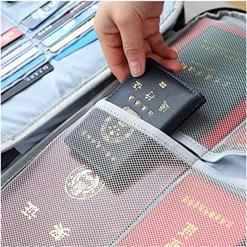 Geanta pentru Depozitare Acte si Documente, Facturi, Carduri, cu Cod de Securitate, 3 Compartimente, Impermeabila, 37 x 10.5 x 27 cm, Gri