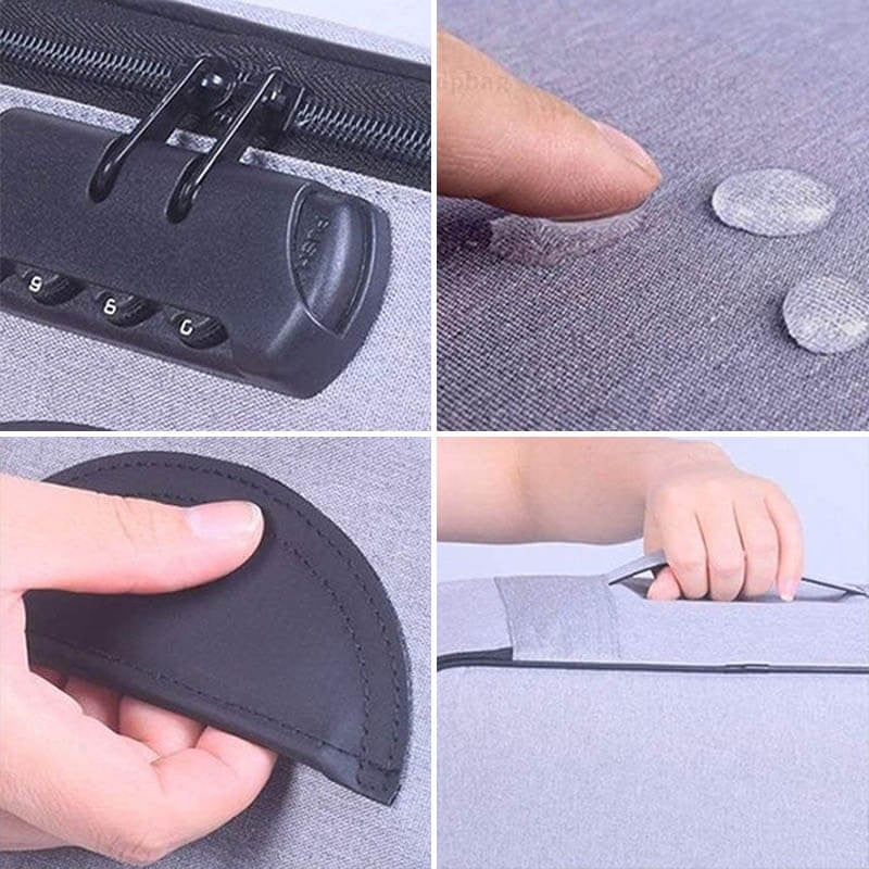 Geanta pentru Depozitare Acte si Documente, Facturi, Carduri, cu Cod de Securitate, 5 Compartimente, Impermeabila, 37 x 20 x 27 cm, Albastru