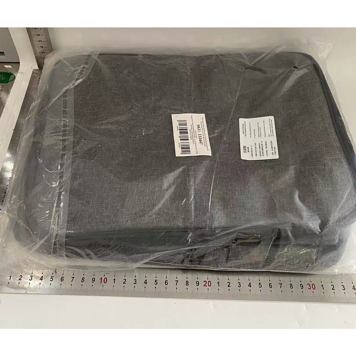 Geanta pentru Depozitare Acte si Documente, Facturi, Carduri, cu Cod de Securitate, 5 Compartimente, Impermeabila, 37 x 20 x 27 cm, Gri