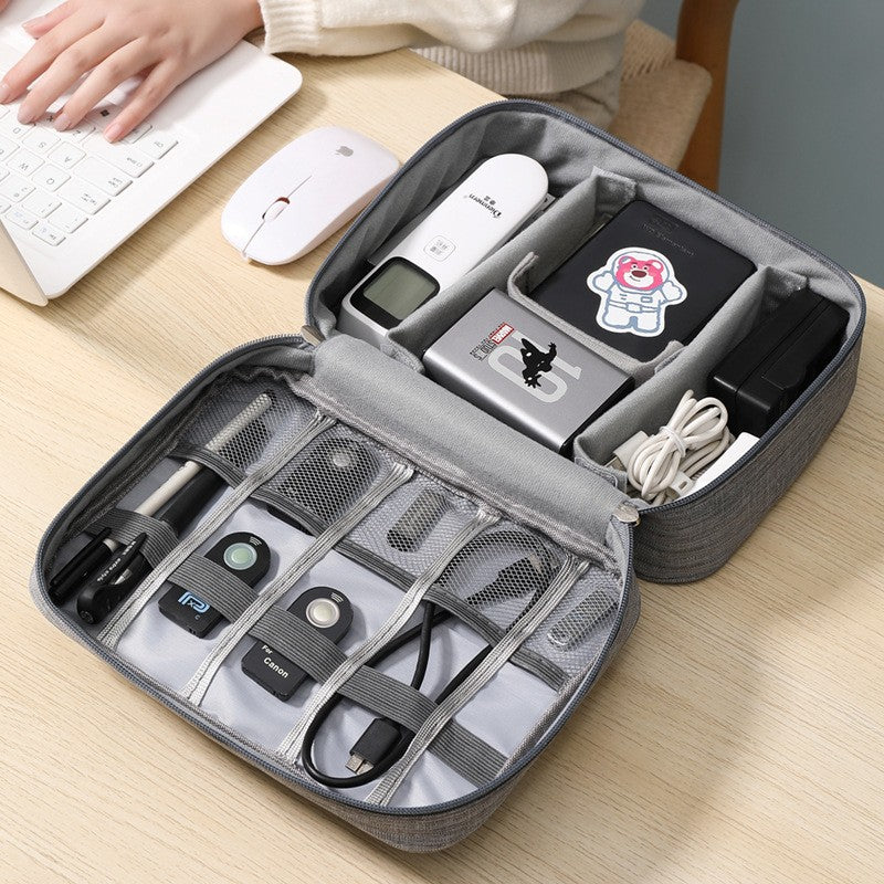 Geanta Organizatoare Pentru Cabluri si Accesorii, Portabila, Impermeabila, 24,5 x 18 x10cm, Gri