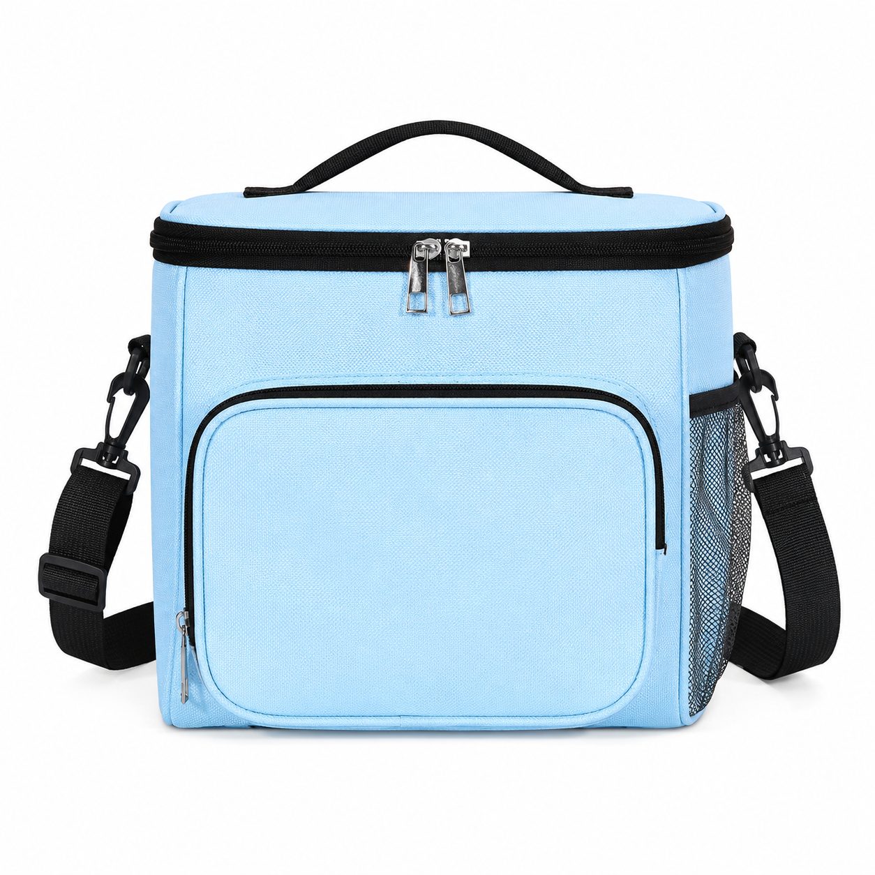 Geanta pentru Picnic cu izolare termica, Multifunctionala, Compartimentata, 2 Tipuri de Manere, Impermeabila, 26x24x17 cm, Albastru Deschis