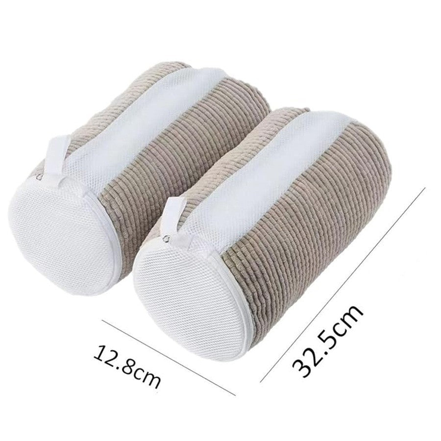 Geanta pentru Spalare Incaltaminte, Flippy, pentru Masina de Spalat, cu Fibre Pufoase in Interior, cu Fermoar, Curatare 360 de Grade, 39x19 cm, Gri deschis