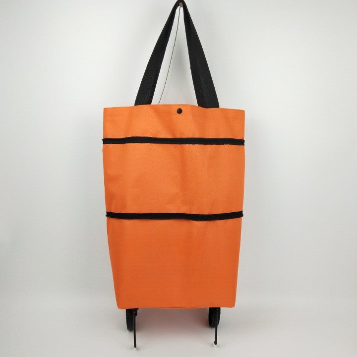 Geanta Pliabila, Flippy, 2 in 1, Carucior cu Roti, pentru Cumparaturi, 19 l, Portocaliu, Plastic, 39 x 46 x 12 cm