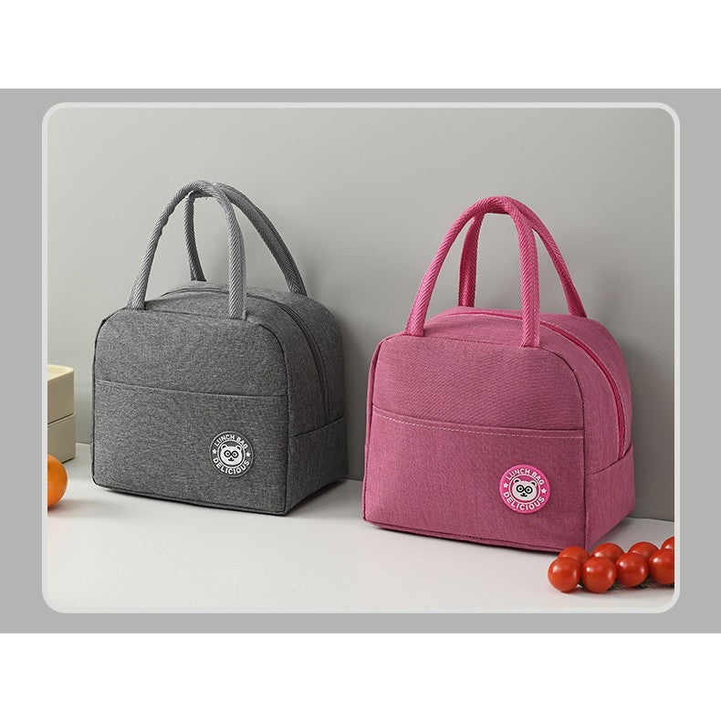 Geanta Termica pentru Pranz, Multifunctionala, Compartimentata, Impermeabila, cu Manere, Buzunar Exterior, 22x14x19 cm, Gri