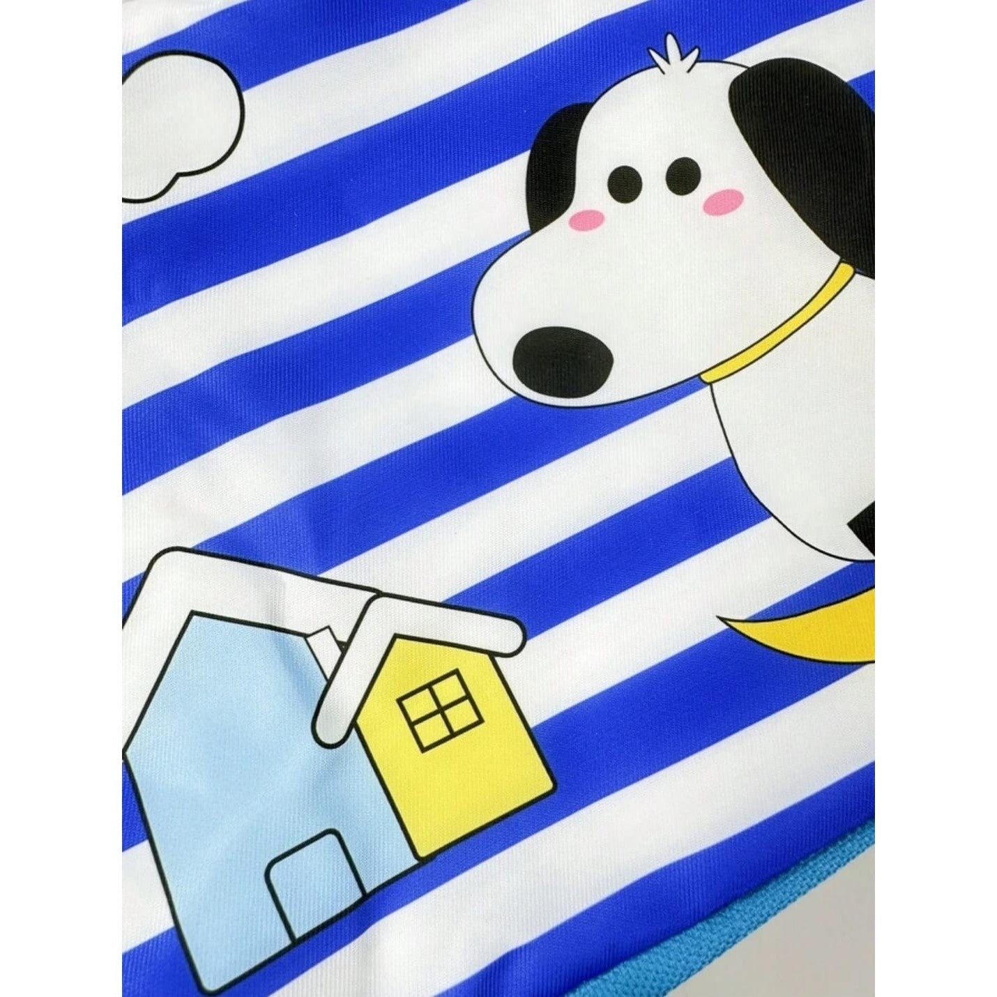 Geanta Termoizolanta pentru Copii, 23x13x19 cm, Model Imprimeu Catel, din Folie de Aluminiu si Panza Oxford, Albastru/Alb