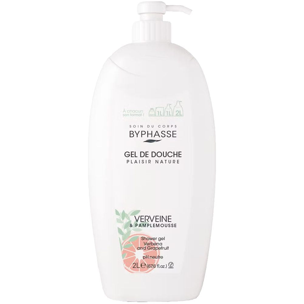 Gel de Dus, Byphasse, Plaisir Nature Verbena si Grapefruit, 2 L