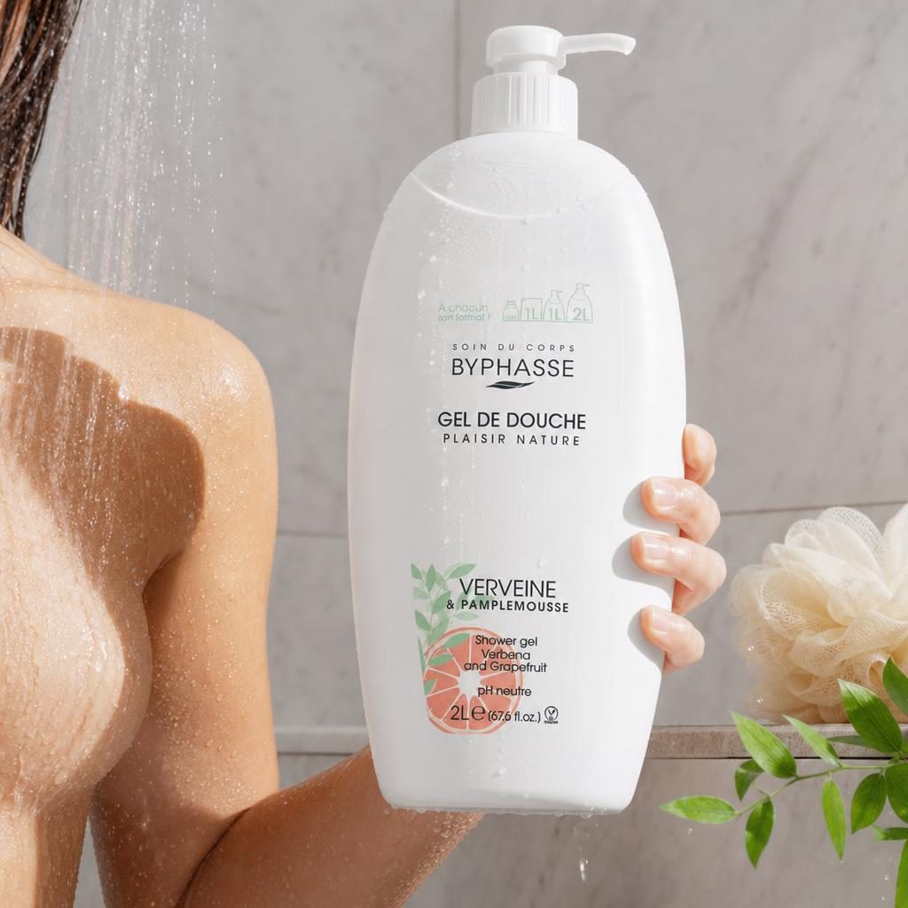 Gel de Dus, Byphasse, Plaisir Nature Verbena si Grapefruit, 2 L