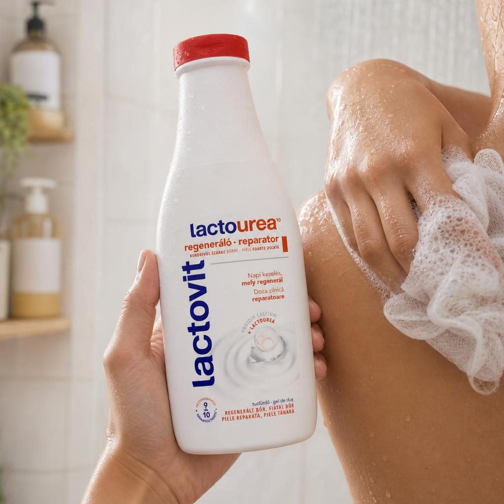 Gel de Dus Reparator, Lactovit, 600 ml Lactourea, pentru Piele Uscata