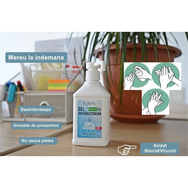 Gel dezinfectant pentru maini cu 70 % alcool cu efect antibacterian si virucid, 500 ml