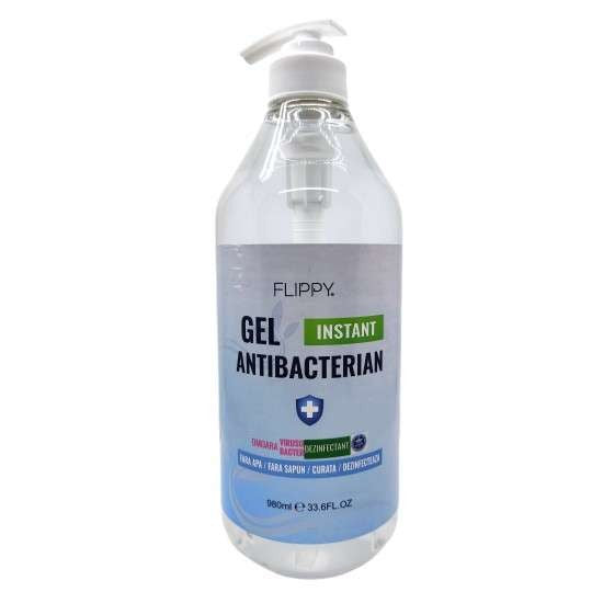 Gel dezinfectant pentru maini cu 70 % alcool Flippy cu efect antibacterian si virucid, 980 ml