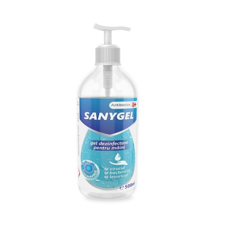 Gel dezinfectant pentru maini pe baza de etanol denaturat, Sanygel, 500 ml