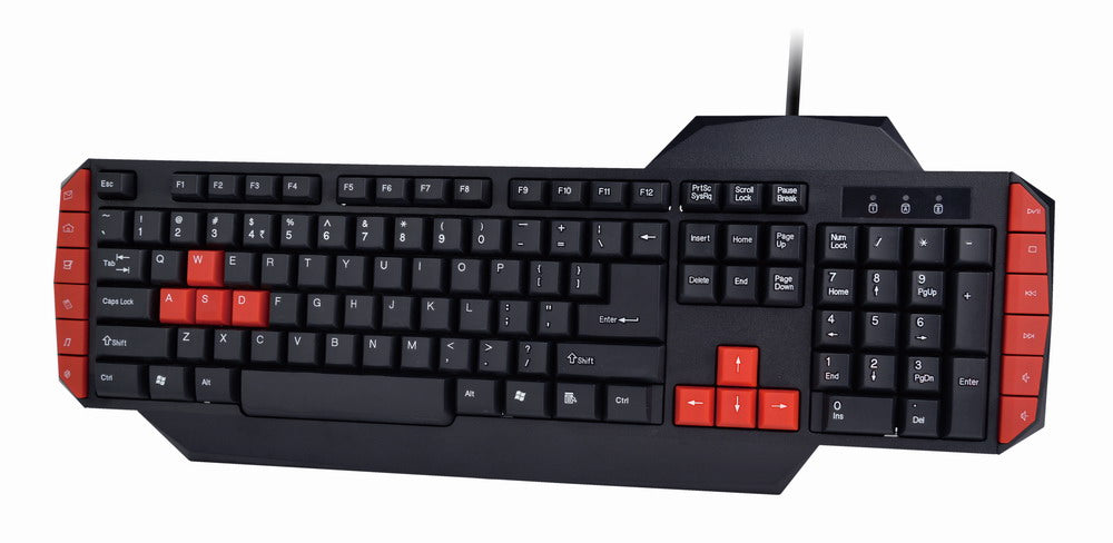 KIT 4-in-1 GEMBIRD, gaming, cu fir, tastatura 104 taste (+ 8 taste multimedia) + mouse 2400dpi 4 butoane + casti cu mic 2x3.5" + pad 300x250mm, USB, black "GGS-UMG4-02"