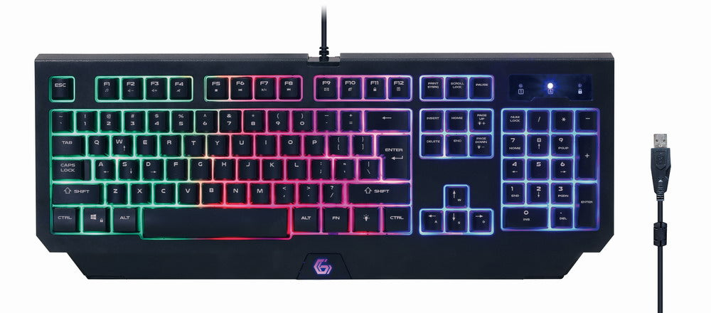 KIT 4-in-1 GEMBIRD, gaming, cu fir, tastatura 104 taste + mouse 1600dpi 6 butoane + casti cu mic 2x3.5" + pad 300x250mm, backlight, USB, black "Phantom" "GGS-UMGL4-01"