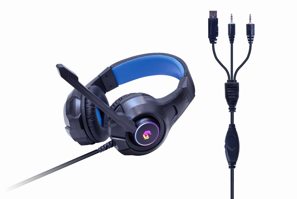 KIT 4-in-1 GEMBIRD, gaming, cu fir, tastatura 104 taste + mouse 2400dpi 6 butoane + casti cu mic 2x3.5" + pad 300x250mm, backlight, USB, black "Ghost" "GGS-UMGL4-02"