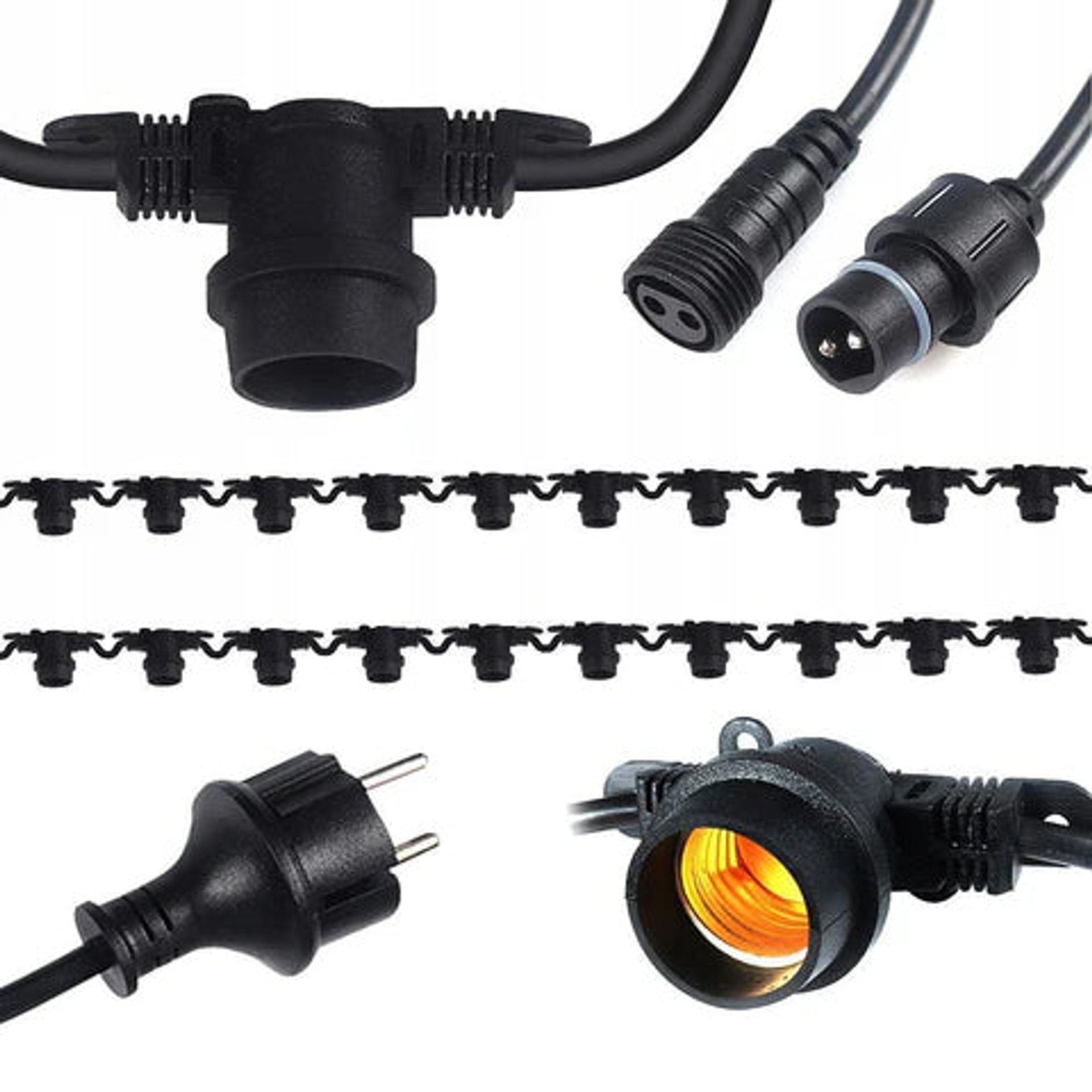 Ghirlanda 15 surse de lumina 10M 15xE27 Negru IP65
