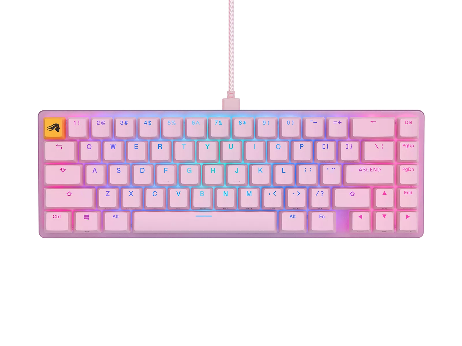 Glorious PC Gaming Race Tastatura mecanica gaming RGB GMMK 2 Compact, Fox Linear Switches, USB-C, US layout, Roz "GLO-GMMK2-65-FOX-P"