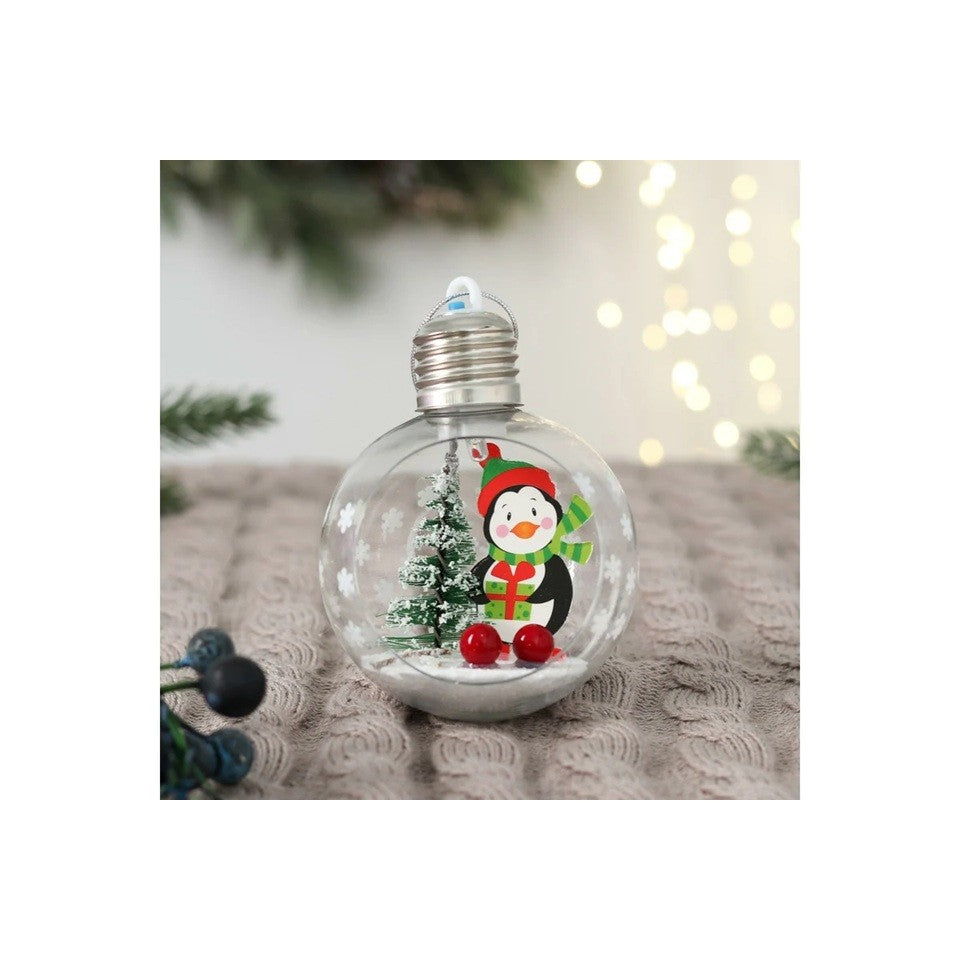 Glob de Craciun, cu LED, Model Pinguin, 10 x 5 x 3 cm, Multicolor