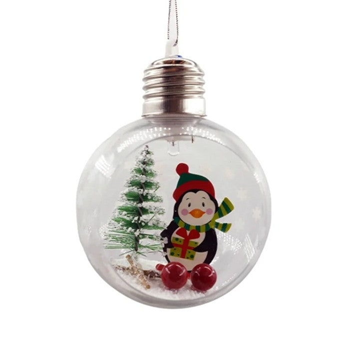 Glob de Craciun, cu LED, Model Pinguin, 10 x 5 x 3 cm, Multicolor