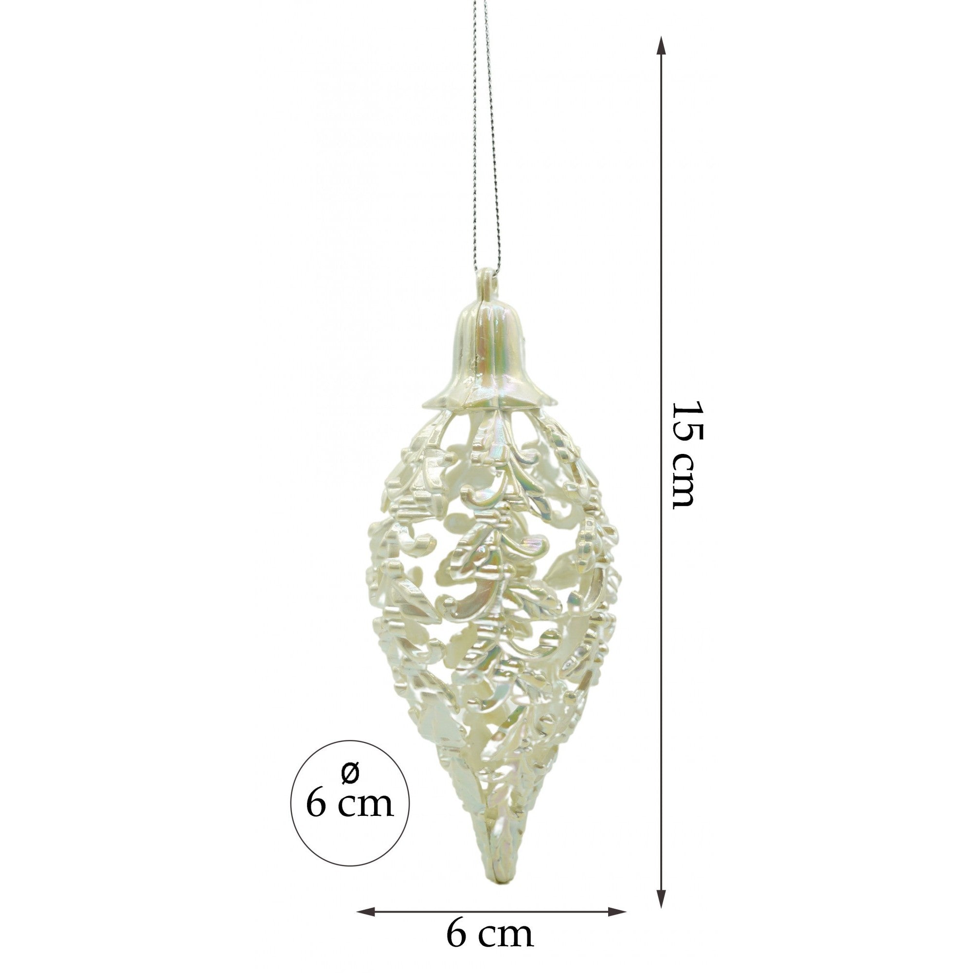 Glob de Craciun, Perlat, in forma de Con de brad, 6 cm x 15 cm, Plastic