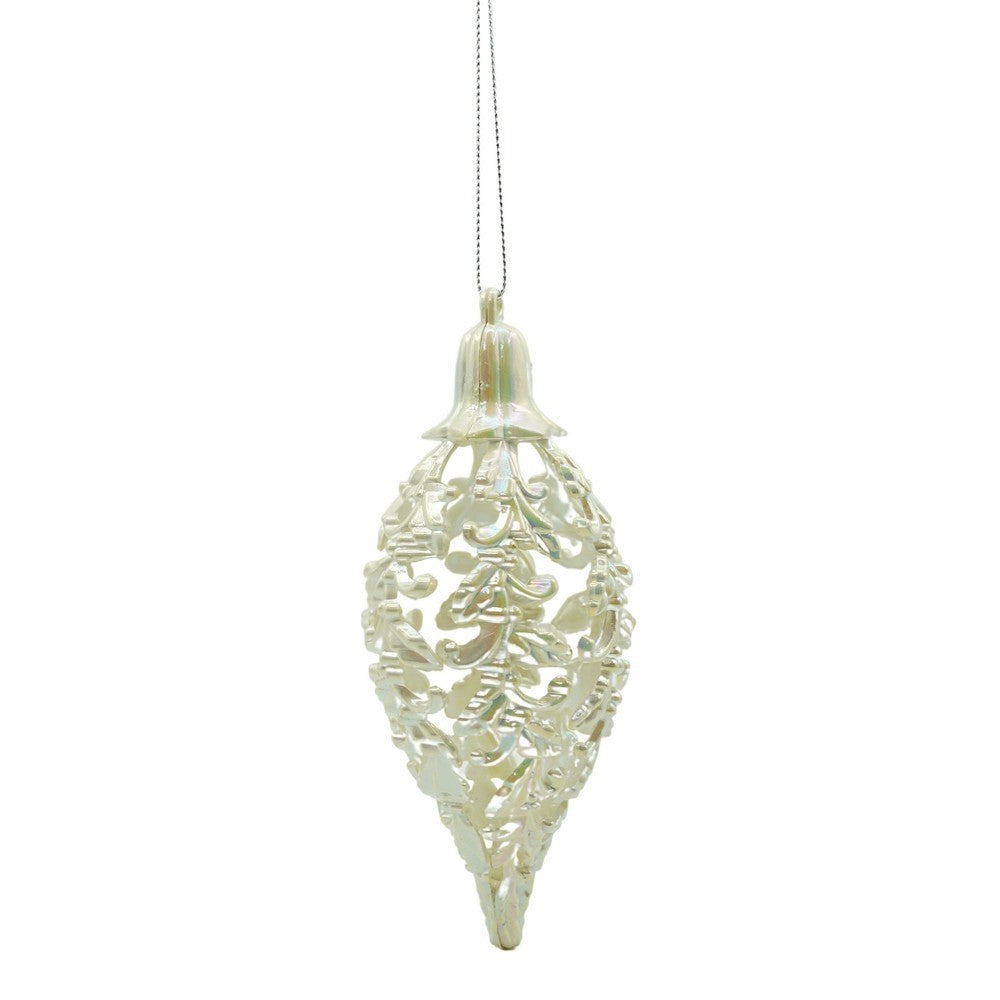 Glob de Craciun, Perlat, in forma de Con de brad, 6 cm x 15 cm, Plastic