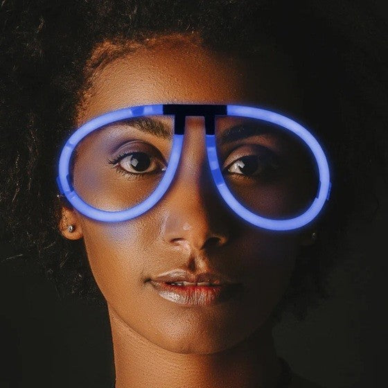 Ochelari Decorativi, din Plastic, Fluorescenti, Accesoriu Petrecere, Albastru