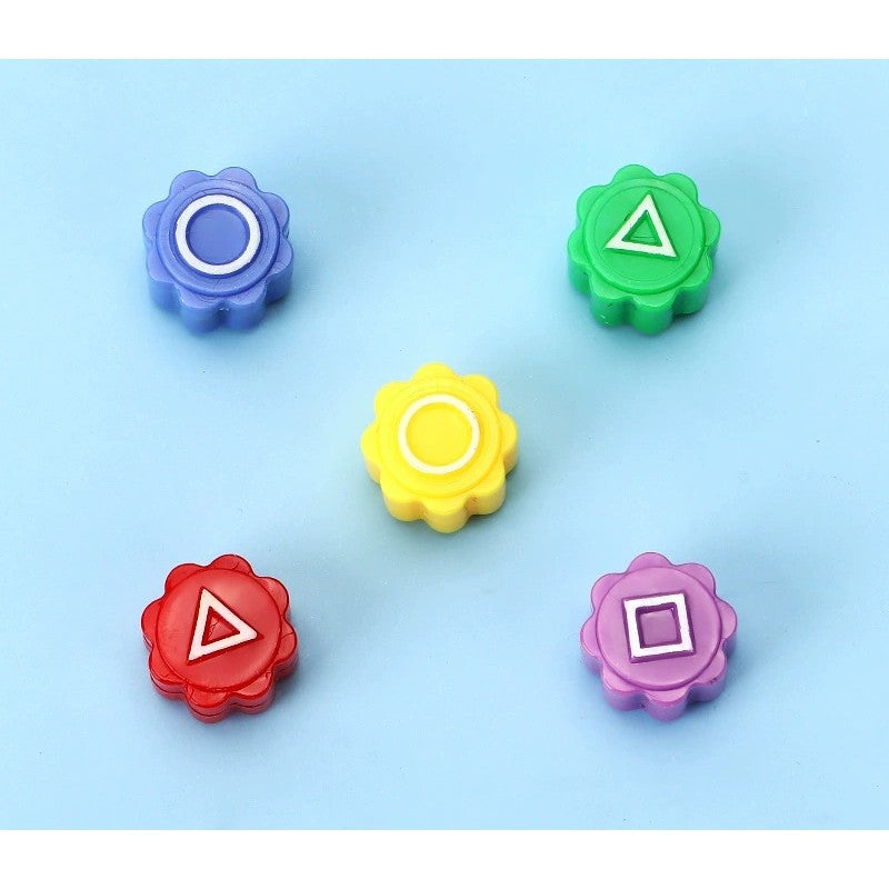 Gonggi Joc Traditional Coreean, Tip Squid Game si Jocul Calamarului, pentru Dexteritate, Interactiv, Set 5 Piese Multicolore, Tabla Triunghiulara Maro, 7.8x7.8x0.7 cm