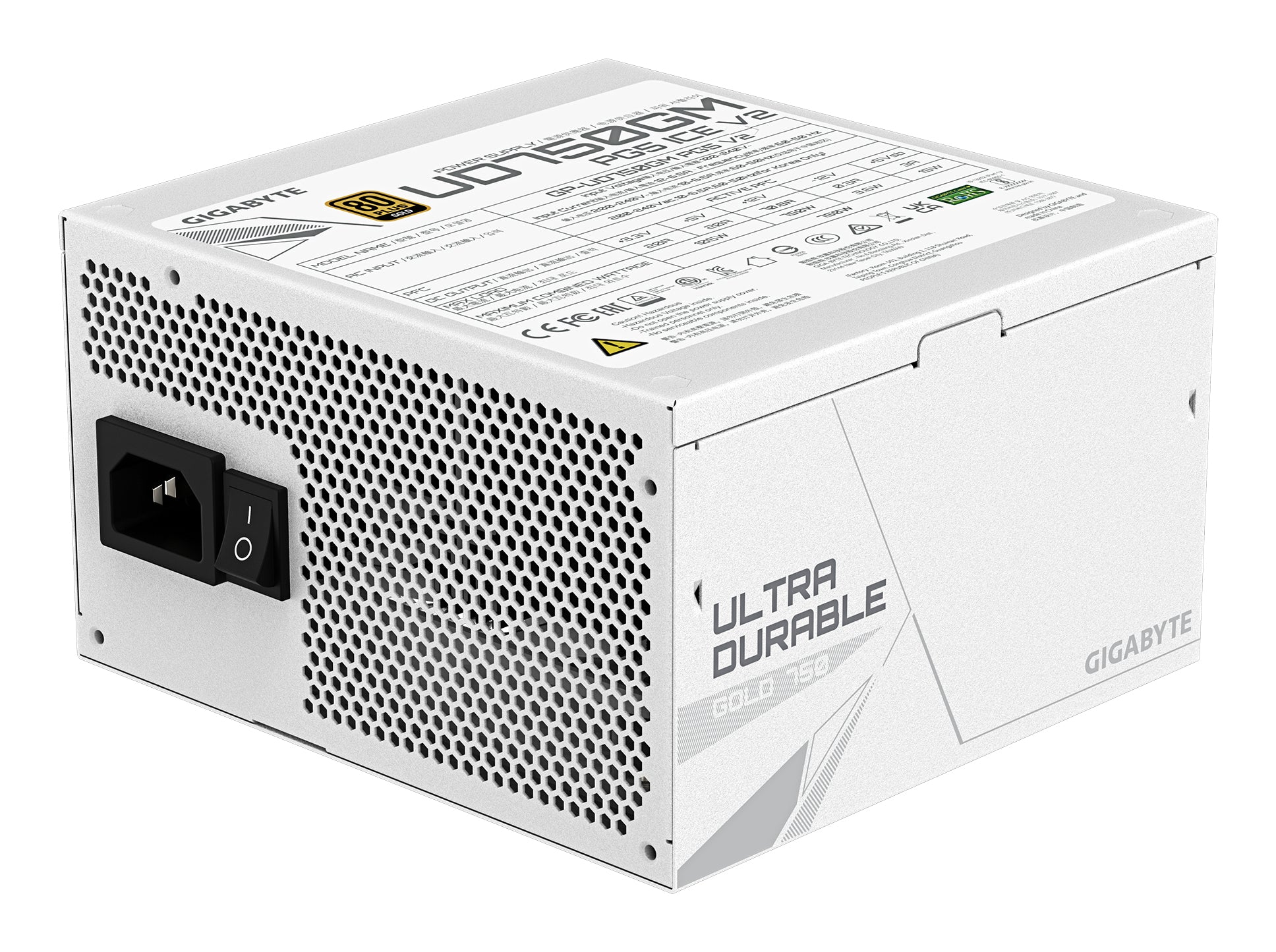 Sursa GIGABYTE GP-UD750GM PG5 ICE, Full Modulara, 750W, 80 Plus Gold, ATX, Alb "GP-UD750GM PG5 ICE"