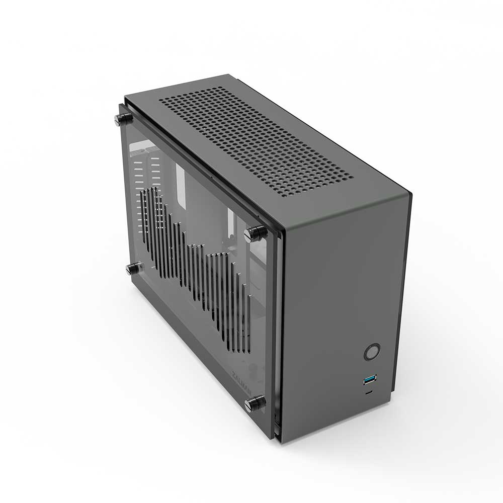 CARCASA Zalman "M2 mini", mini tower, gaming, compatibil sursa SFX, SFX-L, suporta 2xfan, 1xfan inclus, , USB Type-C x 1, USBx1, 2 sloturi expansiune, gri, "M2 mini (Gray)"