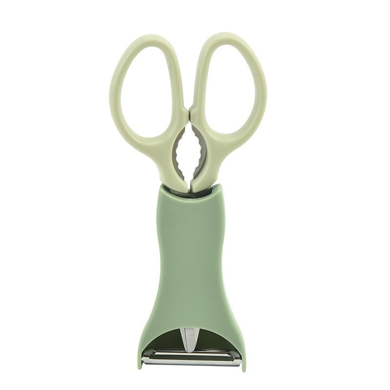 Set foarfeca pentru bucatarie curatator legume tip suport, multifunctional, spargator nuci, material ABS si otel inoxidabil, maner ergonomic, 16.8 x 7.8 x 1 cm, verde