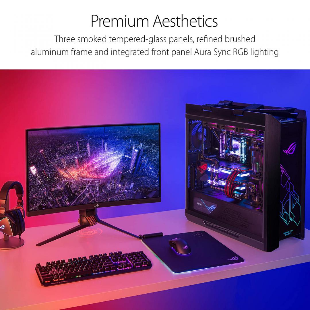 CARCASA ASUS Middle Tower, E-ATX, "ROG Strix Helios", fara sursa, sticla securizata, fan x 4, USB 3.1 gen1x4, USB 3.1 gen 2 Type-Cx1, Jack 3.5 mmx2,negru, "GX601 RS HELIOS"