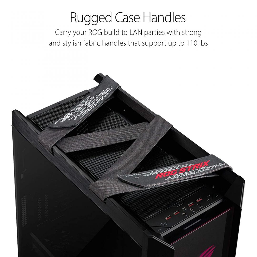CARCASA ASUS Middle Tower, E-ATX, "ROG Strix Helios", fara sursa, sticla securizata, fan x 4, USB 3.1 gen1x4, USB 3.1 gen 2 Type-Cx1, Jack 3.5 mmx2,negru, "GX601 RS HELIOS"