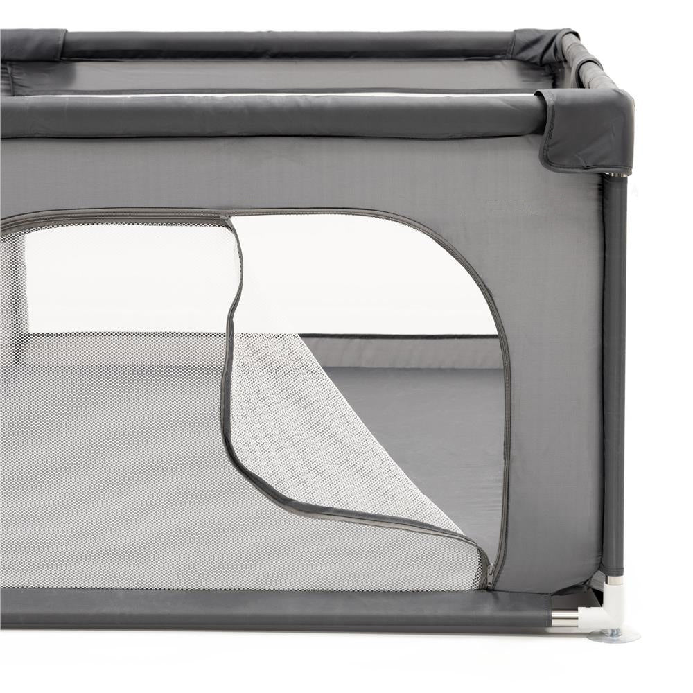 Tarc de joaca pliabil pentru copii, cu intrare cu fermoar, 180x150x66 cm, gri