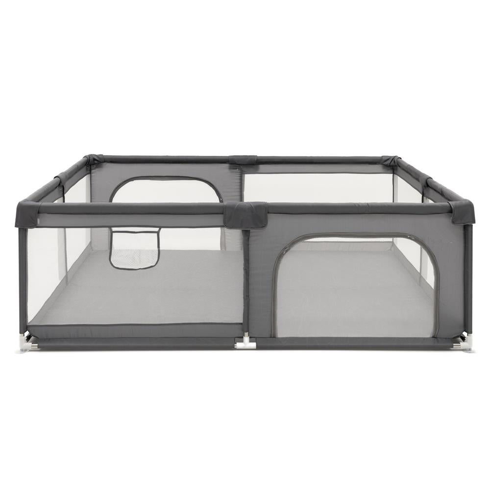 Tarc de joaca pliabil pentru copii, cu intrare cu fermoar, 180x150x66 cm, gri
