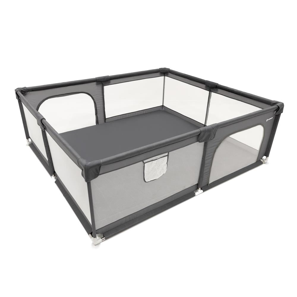 Tarc de joaca pliabil pentru copii, cu intrare cu fermoar, 180x150x66 cm, gri