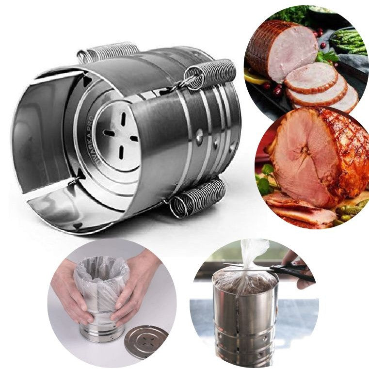 Presa din inox pentru preparat sunca presata, cu capac, dimensiune reglabila in 3 trepte, 15 x 15 x 18 cm, argintiu