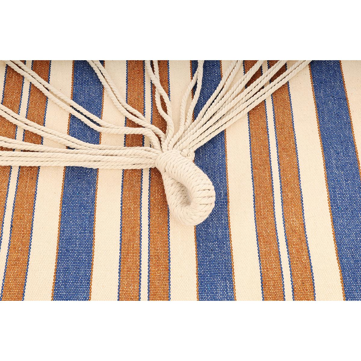 Hamac gradina cu bara din lemn, material textil, 120 kg, 200x100 cm, albastru si maro