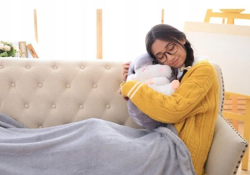 Jucarie plus hamster cu paturica ascunsa, plus moale pentru copii, 50x28 cm, gri - 11