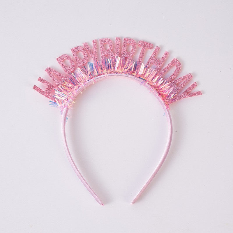 Coronita Decorativa pentru Petreceri, Tema Aniversare, Model Happy Birthday, Marime Universala, Rose