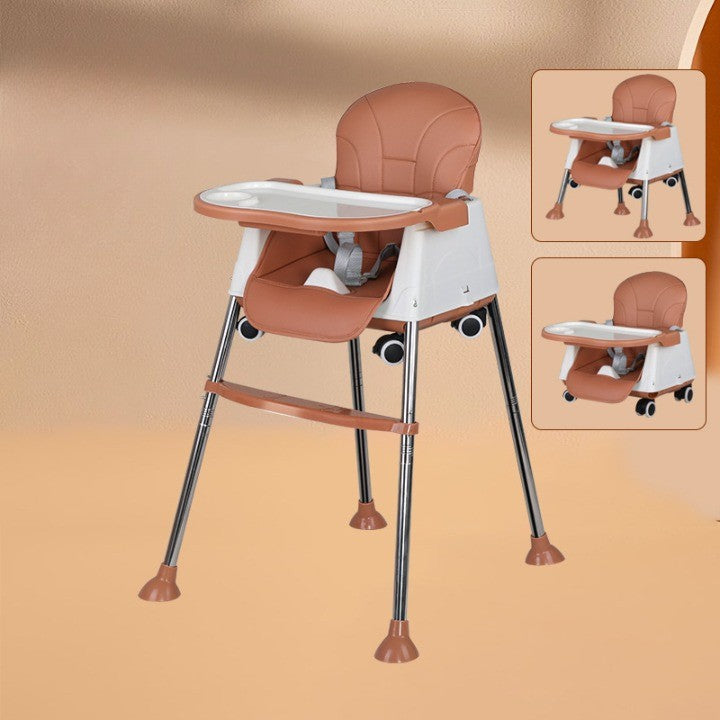 Scaun de Masa Pliabil 3in1, Reglabil, Multifunctional, 3 Pozitii, Masuta si Husa Detasabile, Roti, Centura de Siguranta, Ajustare Inaltime