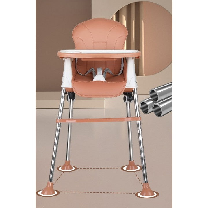 Scaun de Masa Pliabil 3in1, Reglabil, Multifunctional, 3 Pozitii, Masuta si Husa Detasabile, Roti, Centura de Siguranta, Ajustare Inaltime