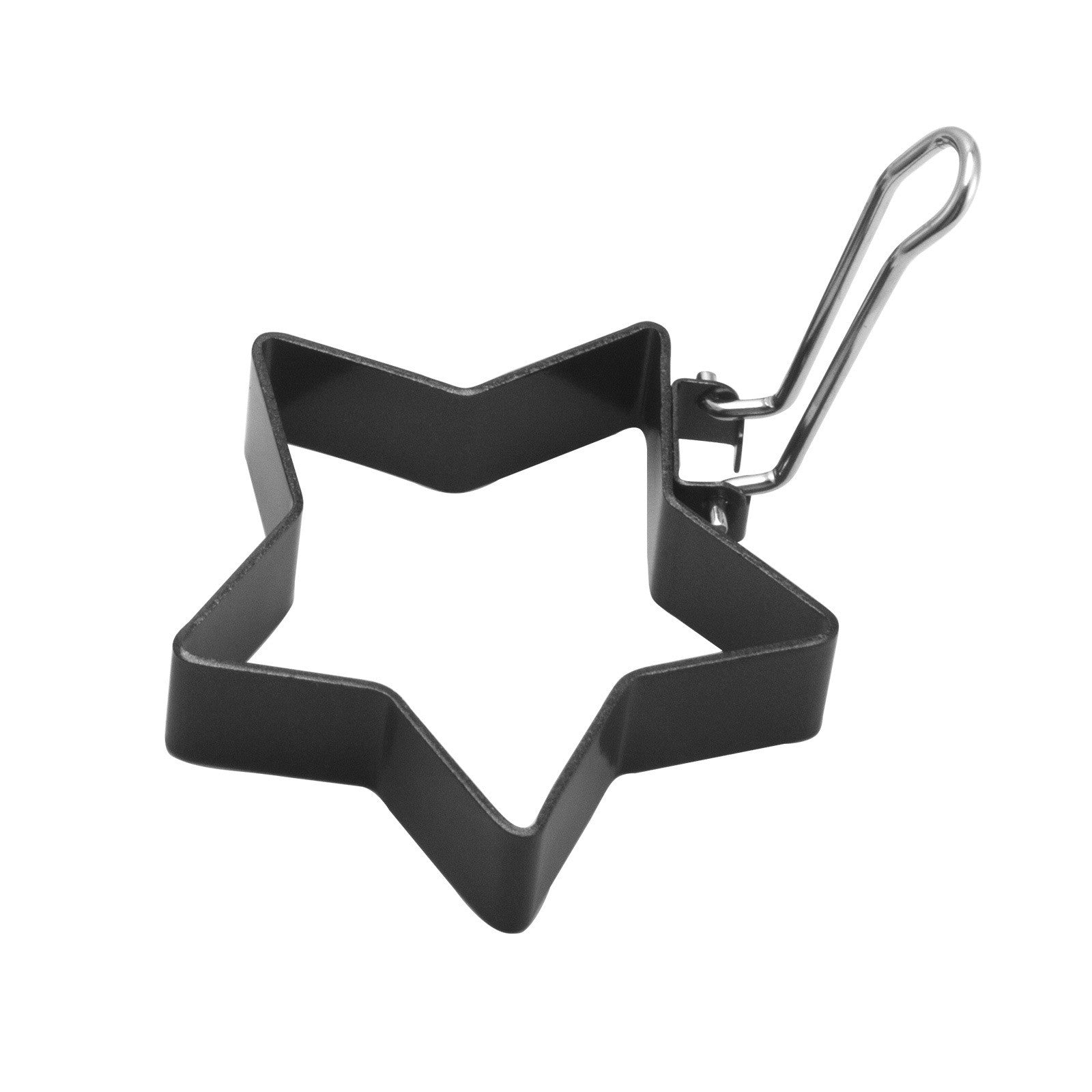 Set 4 forme pentru ou din otel, strat antiaderent, diametru 7.5 cm, cu maner din ABS, negru