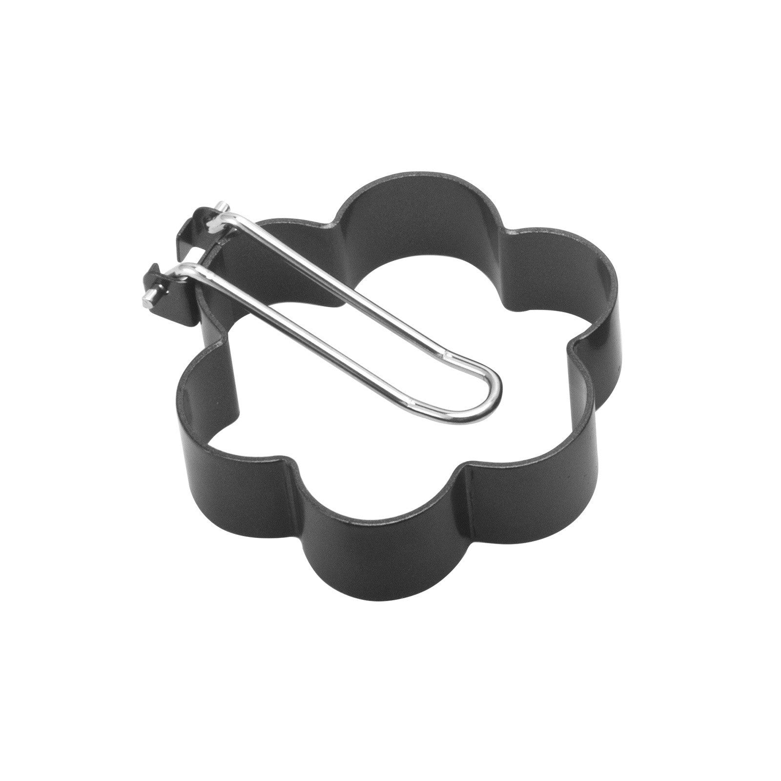 Set 4 forme pentru ou din otel, strat antiaderent, diametru 7.5 cm, cu maner din ABS, negru