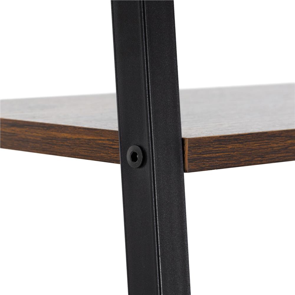 Etajera cu 4 rafturi, metal si MDF, stil industrial, 56x34x138 cm, maro inchis si negru