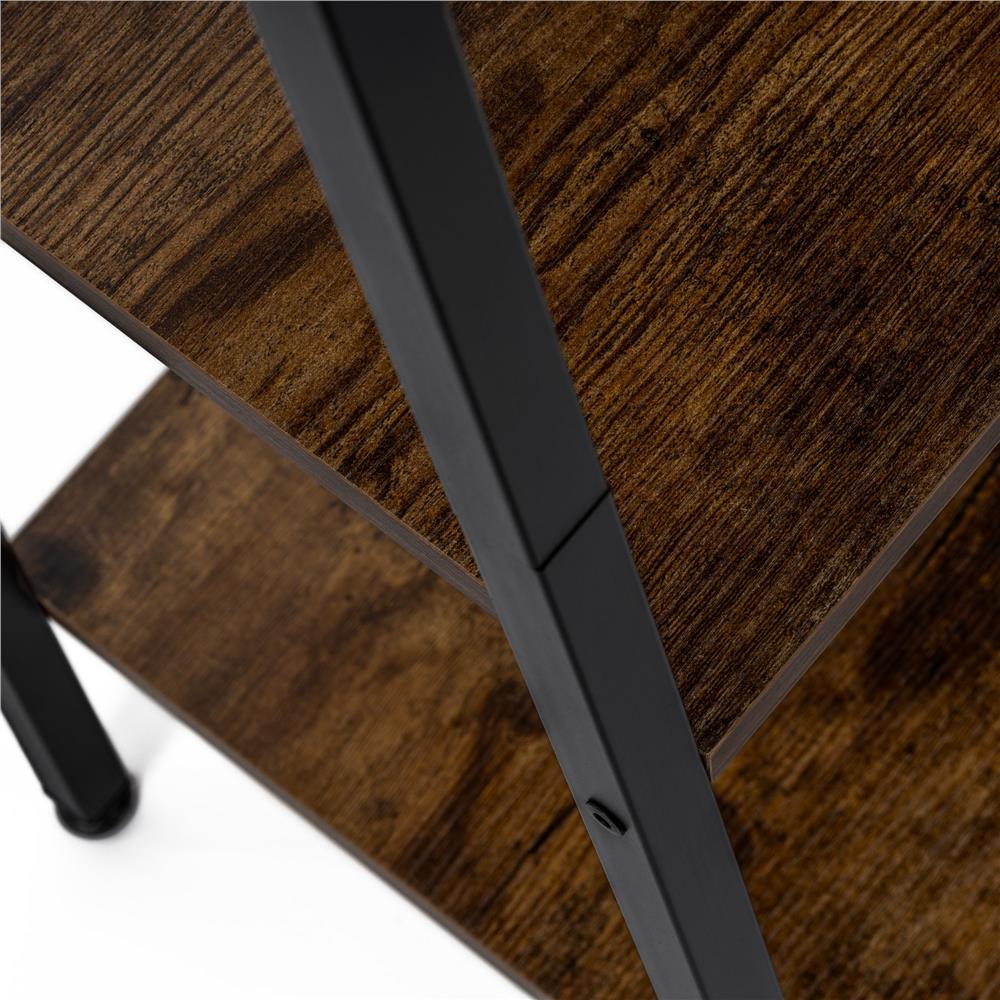 Etajera cu 4 rafturi, metal si MDF, stil industrial, 56x34x138 cm, maro inchis si negru