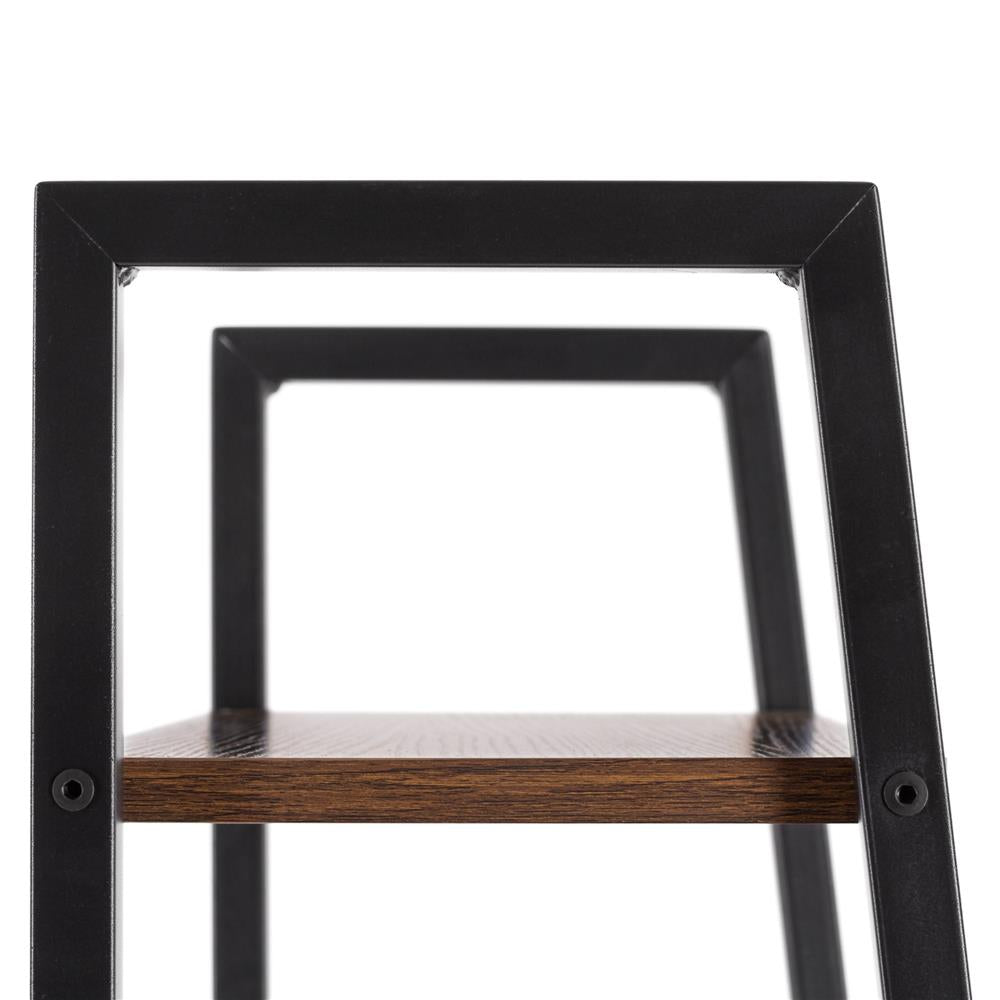 Etajera cu 4 rafturi, metal si MDF, stil industrial, 56x34x138 cm, maro inchis si negru